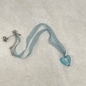 Blue glass heart necklace